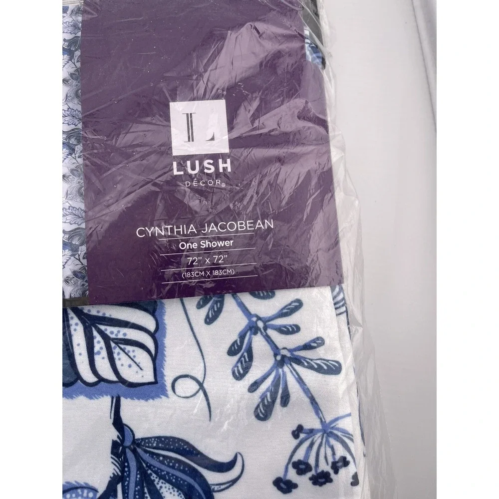 Brand New in Package- Cynthia Jacobean‎ Shower Curtain Lush Blue Floral 72